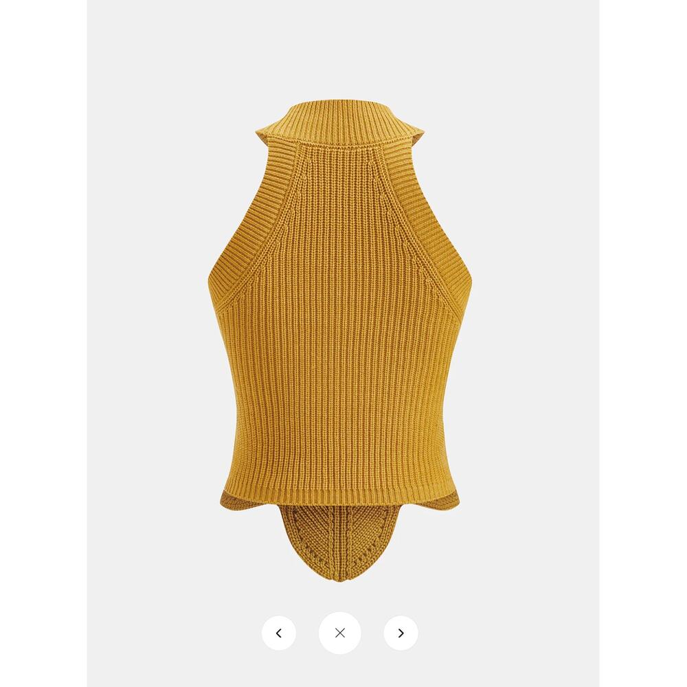 NWT Commense Sleeveless Hollow Out Knit Halter Top Sz S - Picture 2 of 4